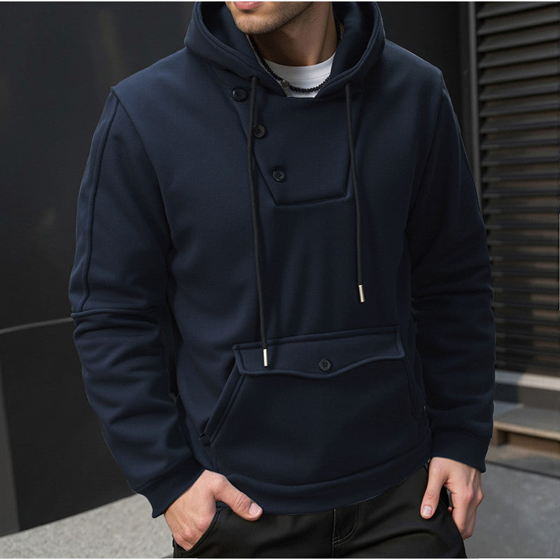 Herren hoodie med knapplåsning och praktiska fickor Mirla-Eva Jonsson