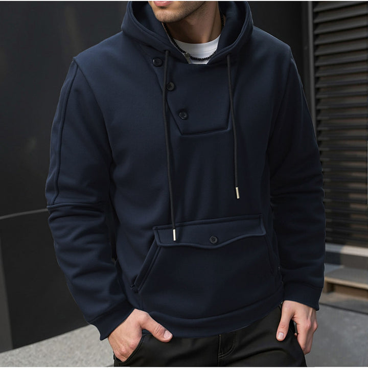 Herren hoodie med knapplåsning och praktiska fickor Mirla-Eva Jonsson