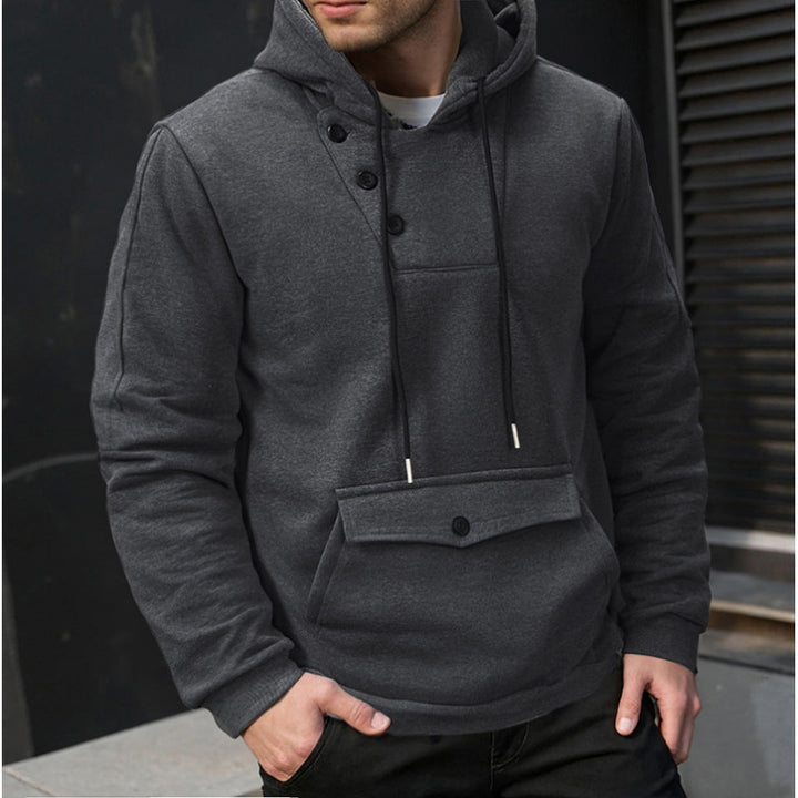 Herren hoodie med knapplåsning och praktiska fickor Mirla-Eva Jonsson