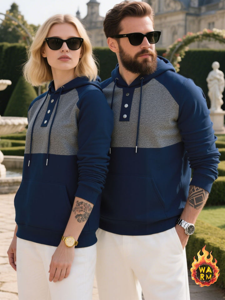 Herren hoodie med knappslå och sportig design Eva Jonsson-Eva Jonsson