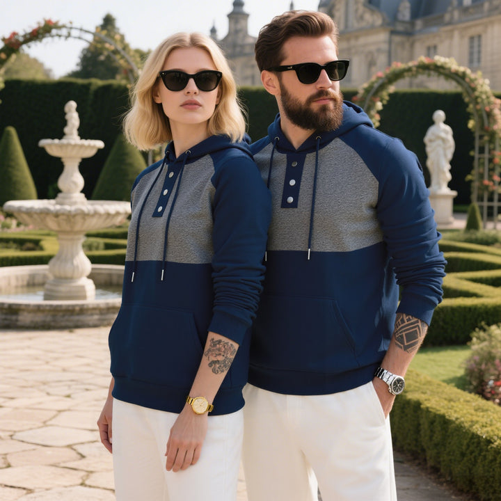 Herren hoodie med knappslå och sportig design Eva Jonsson-Eva Jonsson