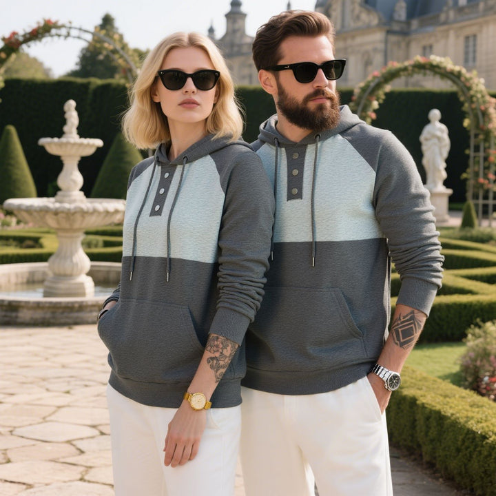 Herren hoodie med knappslå och sportig design Eva Jonsson-Eva Jonsson