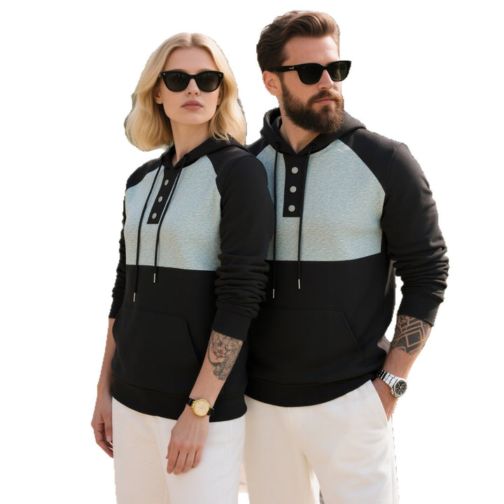Herren hoodie med knappslå och sportig design Eva Jonsson-Eva Jonsson