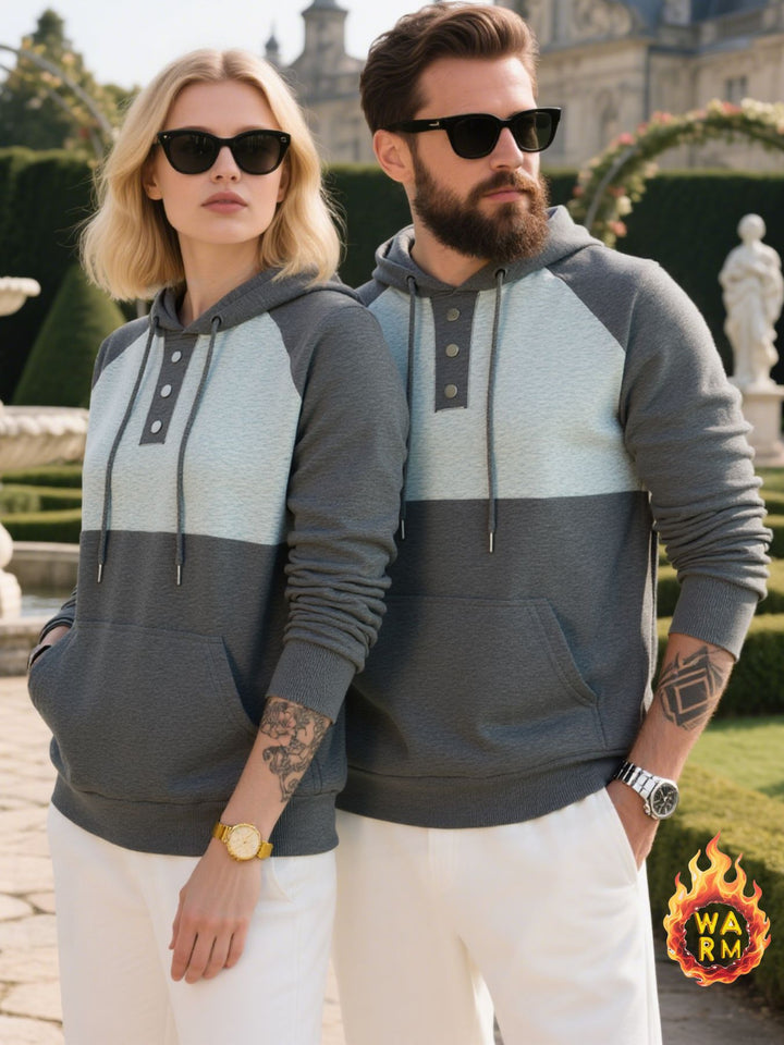 Herren hoodie med knappslå och sportig design Eva Jonsson-Eva Jonsson