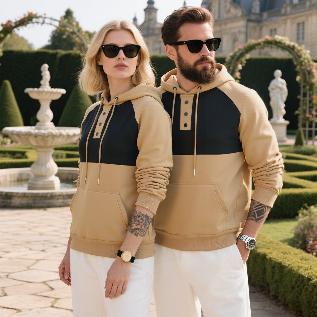 Herren hoodie med knappslå och sportig design Eva Jonsson-Eva Jonsson