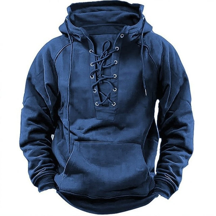 Herren hoodie med modern snördesign och mjukt innerfoder Eva Jonsson-Eva Jonsson