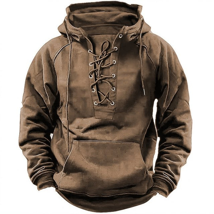 Herren hoodie med modern snördesign och mjukt innerfoder Eva Jonsson-Eva Jonsson