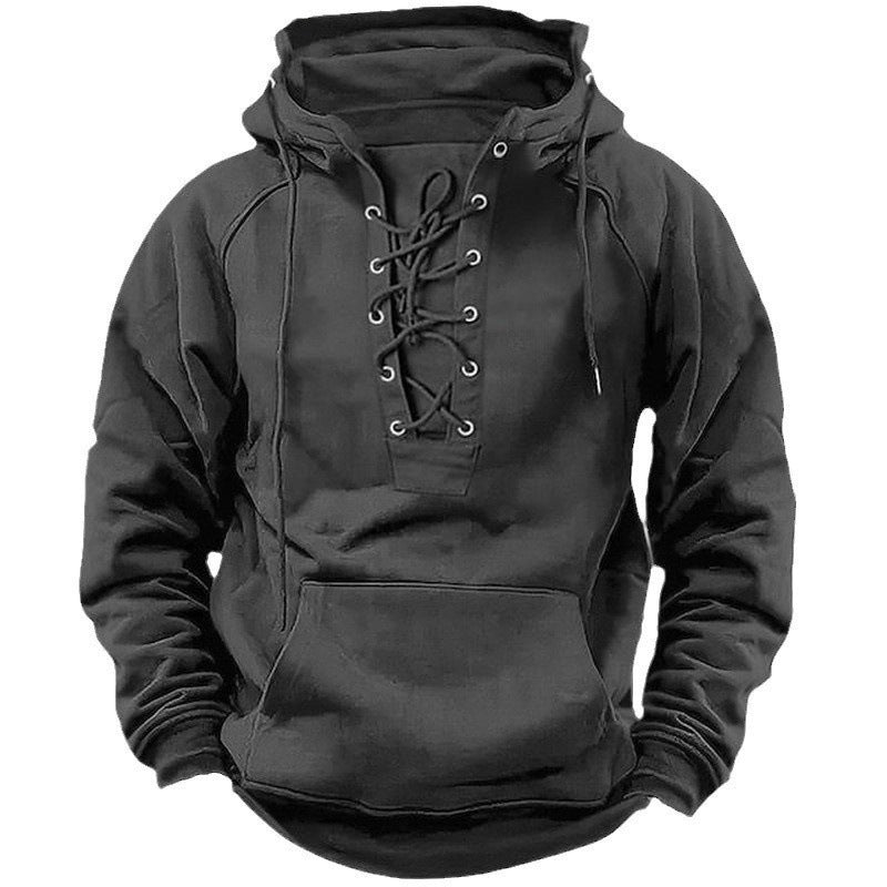 Herren hoodie med modern snördesign och mjukt innerfoder Eva Jonsson-Eva Jonsson