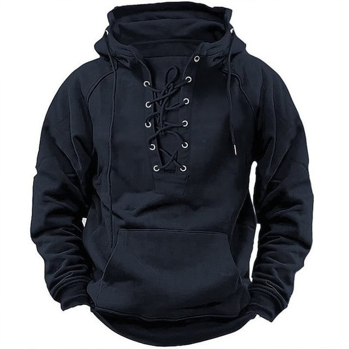 Herren hoodie med modern snördesign och mjukt innerfoder Mirla-Eva Jonsson