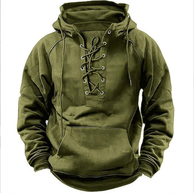 Herren hoodie med modern snördesign och mjukt innerfoder Mirla-Eva Jonsson