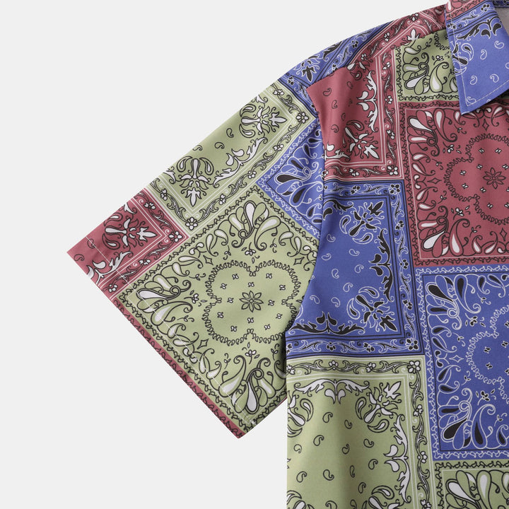 Herren kortärmad skjorta i kreativt bandana-design Mirla-Eva Jonsson