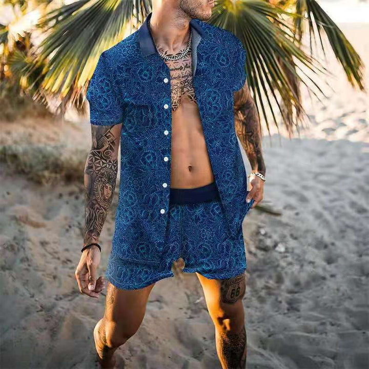 Herren kortärmad skjorta och shorts set Mirla-Eva Jonsson