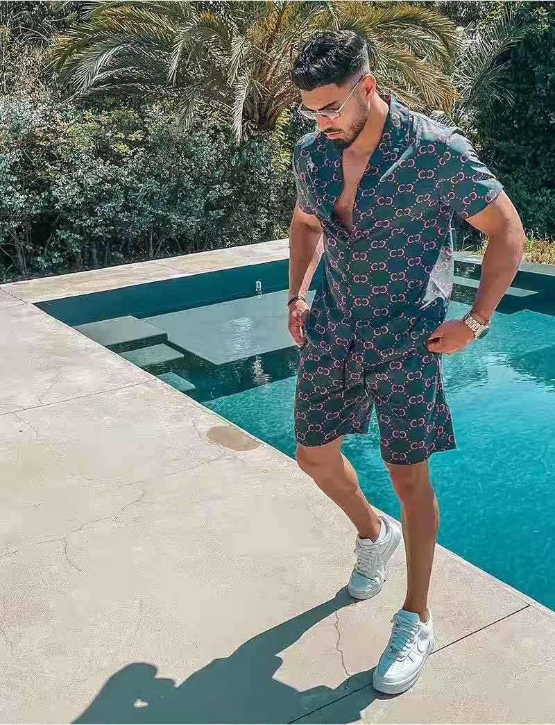 Herren kortärmad skjorta och shorts set Mirla-Eva Jonsson