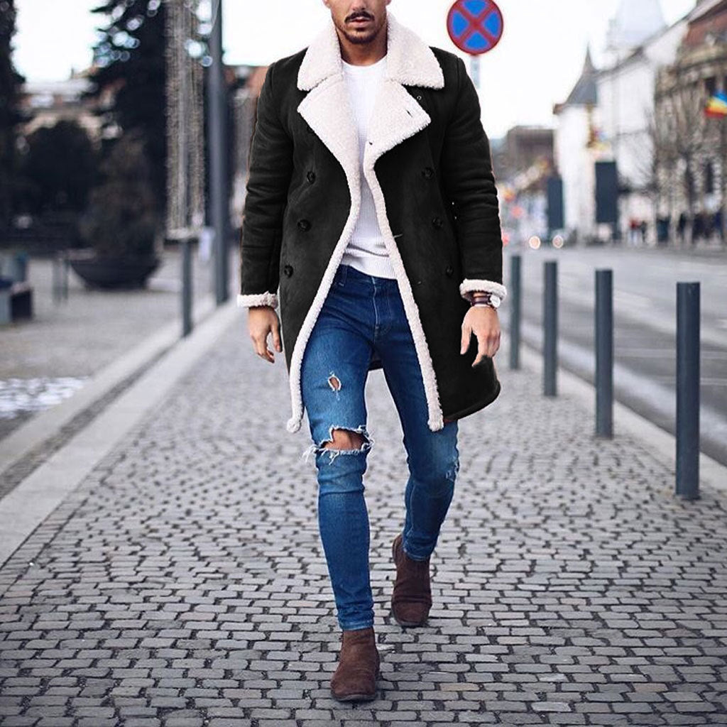 Herren lammulls-kappa med hög krage och elegant ullbearbetning Eva Jonsson-Eva Jonsson