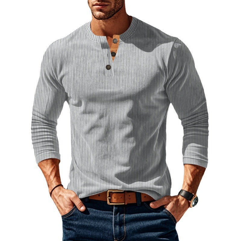 Herren långärmad Henley-tröja med strukturerad design och knappdetaljer Eva Jonsson-Eva Jonsson