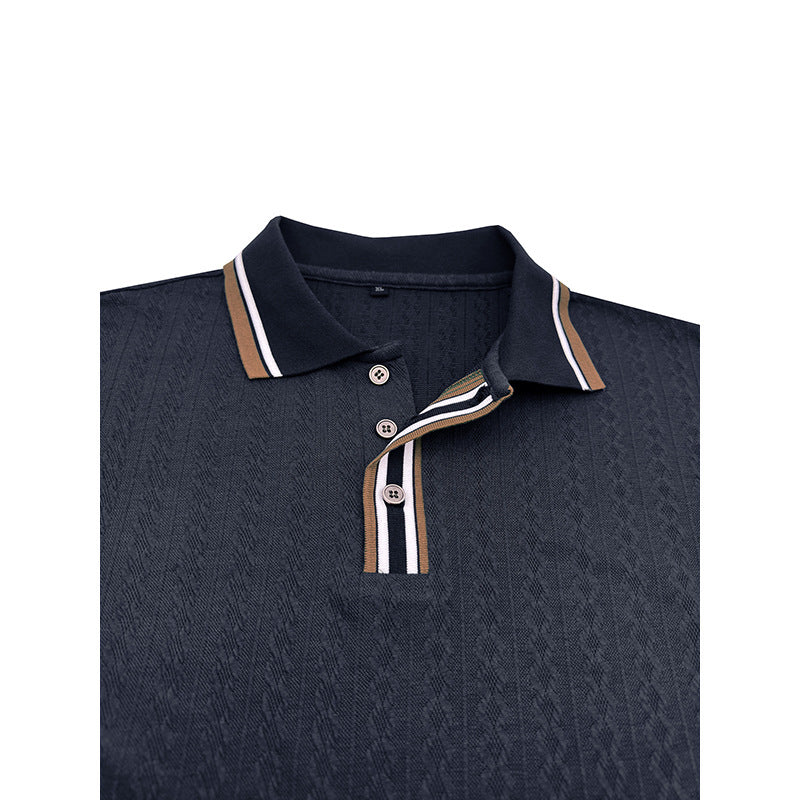 Herren långärmad polo med elegant stickstruktur Eva Jonsson-Eva Jonsson