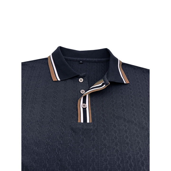 Herren långärmad polo med elegant stickstruktur Eva Jonsson-Eva Jonsson