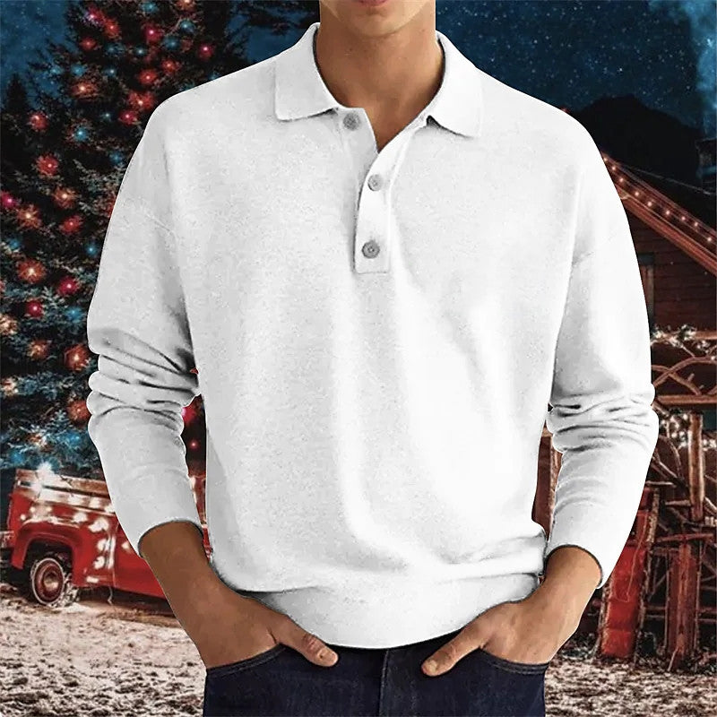 Herren långärmad polo med modig Henley-krage Eva Jonsson-Eva Jonsson