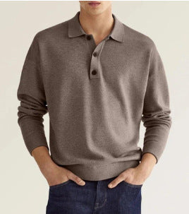 Herren långärmad polo med modig Henley-krage Mirla-Eva Jonsson