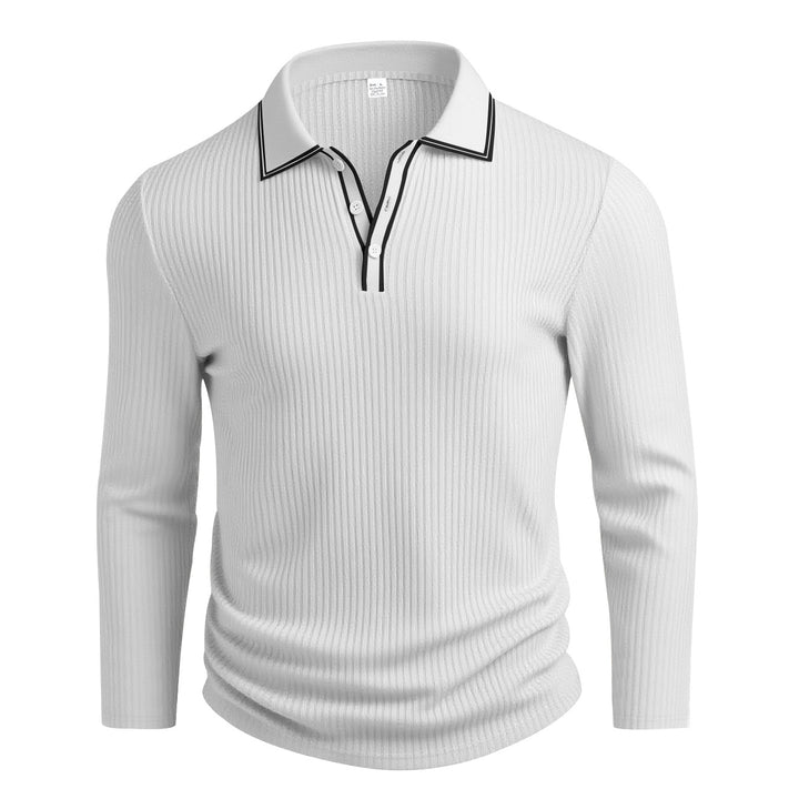 Herren långärmad polo med strukturerad design Eva Jonsson-Eva Jonsson