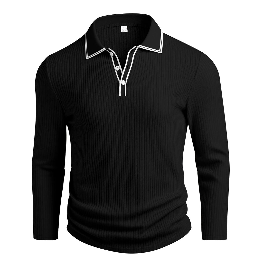 Herren långärmad polo med strukturerad design Eva Jonsson-Eva Jonsson