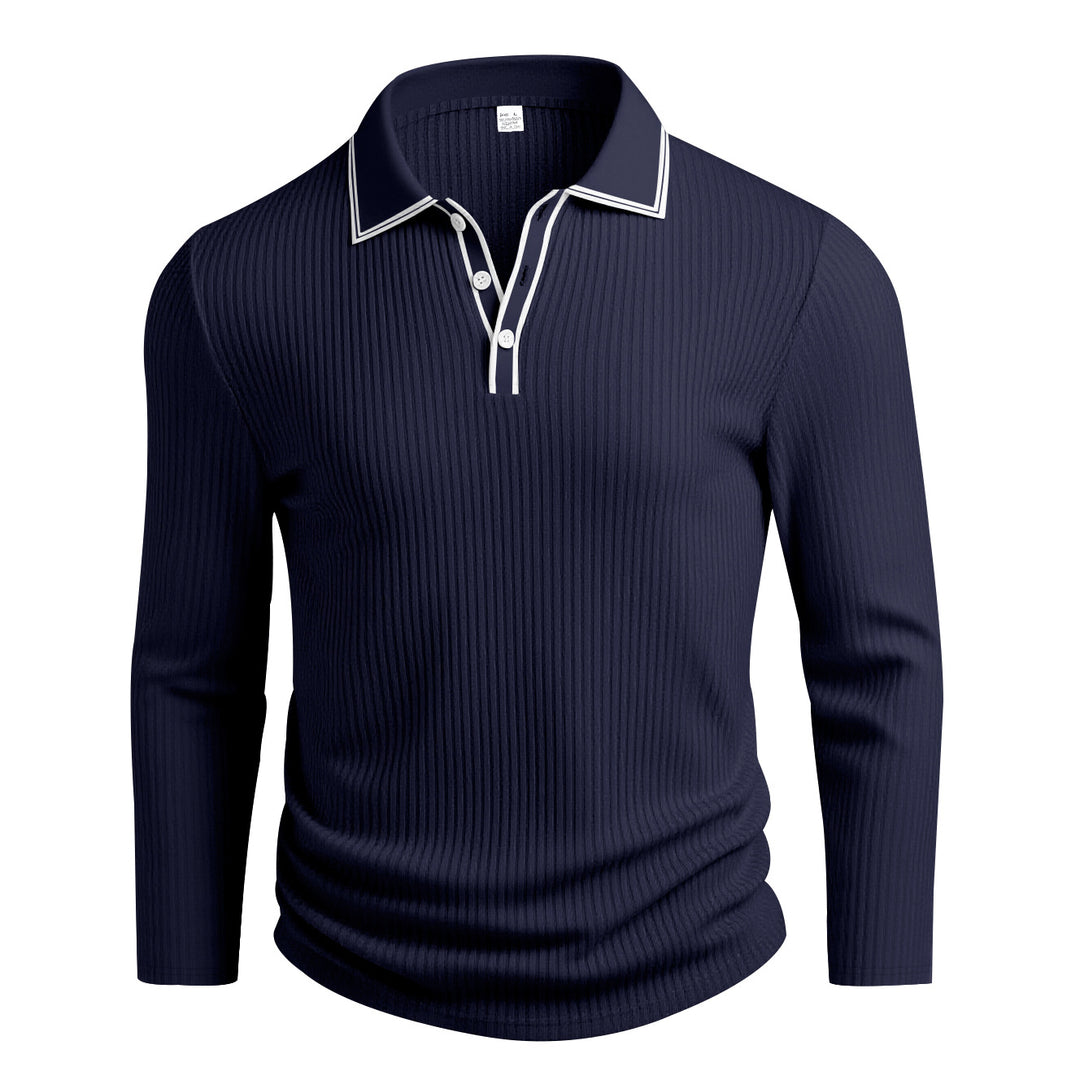 Herren långärmad polo med strukturerad design Mirla-Eva Jonsson
