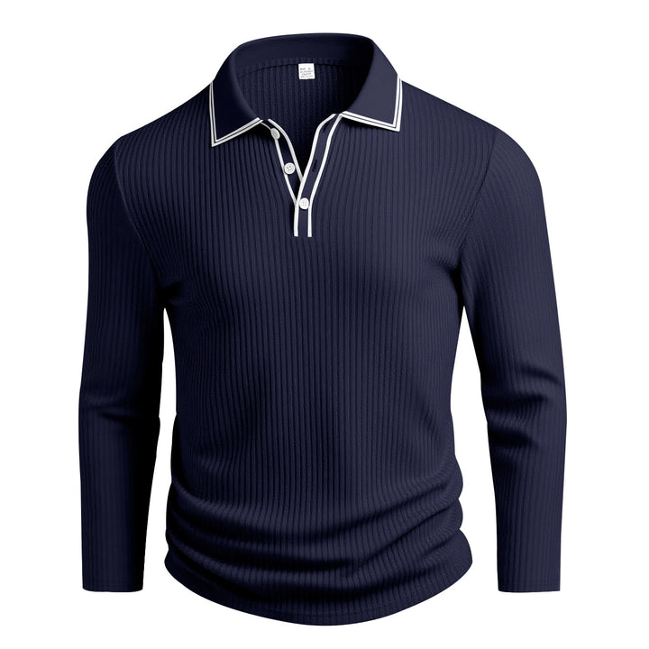 Herren långärmad polo med strukturerad design Mirla-Eva Jonsson