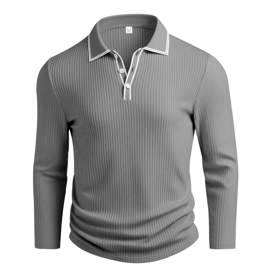 Herren långärmad polo med strukturerad design Mirla-Eva Jonsson