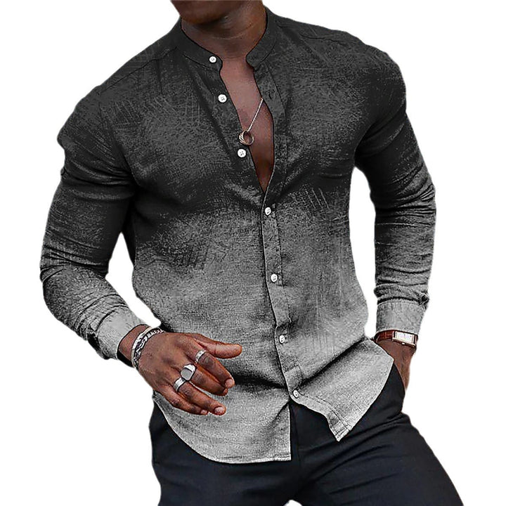 Herren långärmad skjorta med mode Henley-krage Mirla-Eva Jonsson