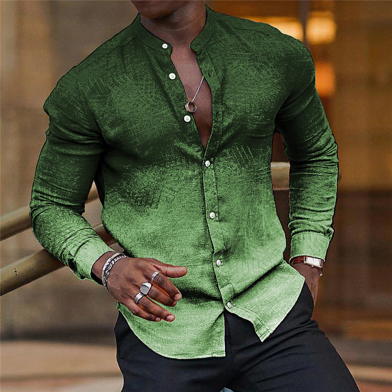 Herren långärmad skjorta med mode Henley-krage Mirla-Eva Jonsson