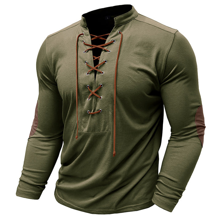 Herren långärmad tröja med snörning och moderna accenter Mirla-Eva Jonsson