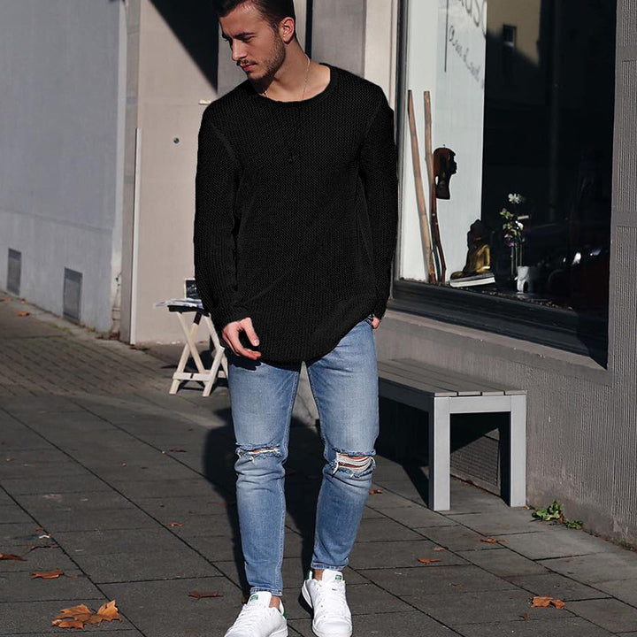 Herren langer Strickpullover mit strukturiertem Muster und lässigem Schnitt Eva Jonsson-Eva Jonsson