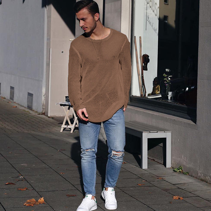 Herren langer Strickpullover mit strukturiertem Muster und lässigem Schnitt Eva Jonsson-Eva Jonsson