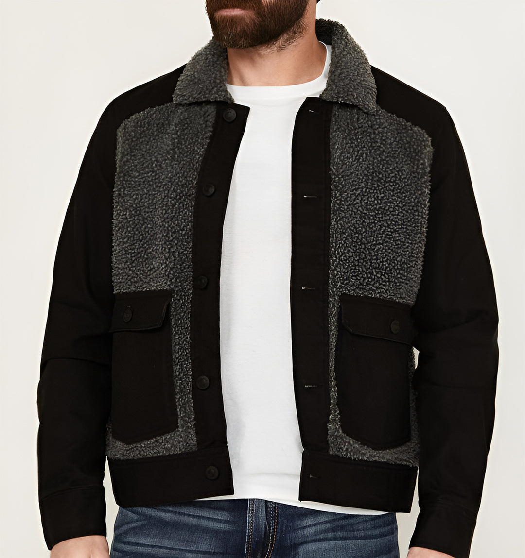 Herren mångsidig och stilig utomhusjacka med teddy-fleece-element Mirla-Eva Jonsson