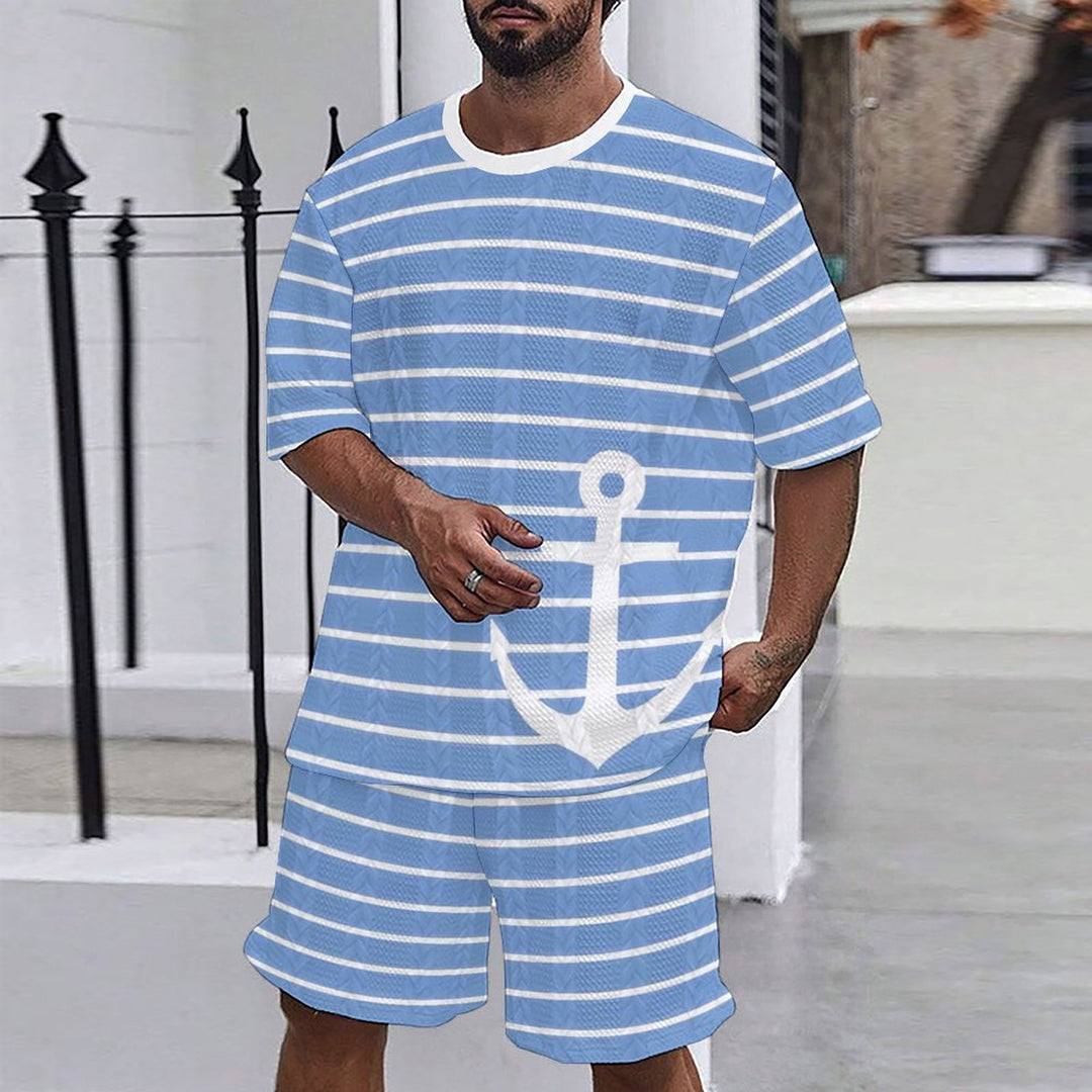 Herren maritimt fritidsoutfit med randig design och ankarmotiv Mirla-Eva Jonsson