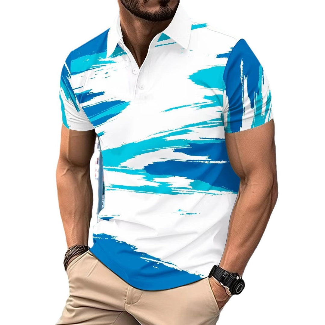 Herren moderiktigt kortärmad polo med dynamisk färgdesign Mirla-Eva Jonsson