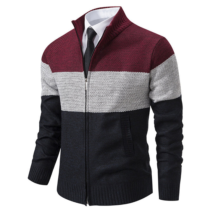 Herren modische cardigan med strukturerad färgblockdesign Eva Jonsson-Eva Jonsson
