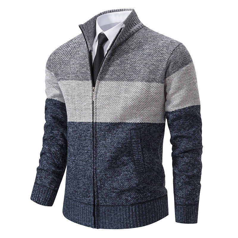 Herren modische cardigan med strukturerad färgblockdesign Eva Jonsson-Eva Jonsson