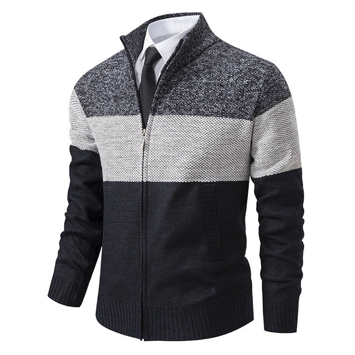 Herren modische cardigan med strukturerad färgblockdesign Eva Jonsson-Eva Jonsson