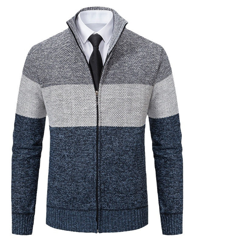 Herren modische cardigan med strukturerad färgblockdesign Eva Jonsson-Eva Jonsson