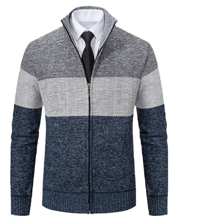 Herren modische cardigan med strukturerad färgblockdesign Eva Jonsson-Eva Jonsson