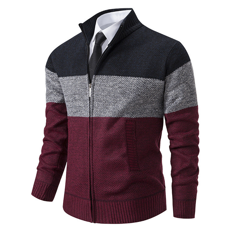 Herren modische cardigan med strukturerad färgblockdesign Eva Jonsson-Eva Jonsson