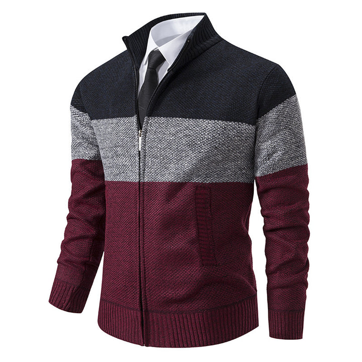 Herren modische cardigan med strukturerad färgblockdesign Eva Jonsson-Eva Jonsson