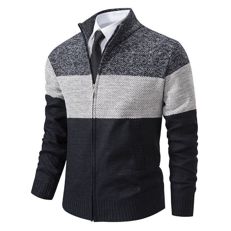 Herren modische cardigan med strukturerad färgblockdesign Eva Jonsson-Eva Jonsson