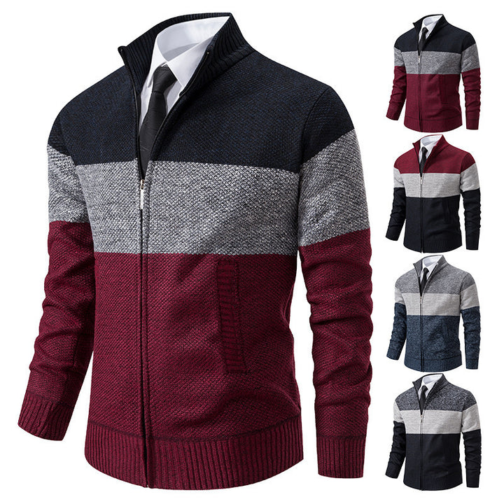 Herren modische cardigan med strukturerad färgblockdesign Eva Jonsson-Eva Jonsson