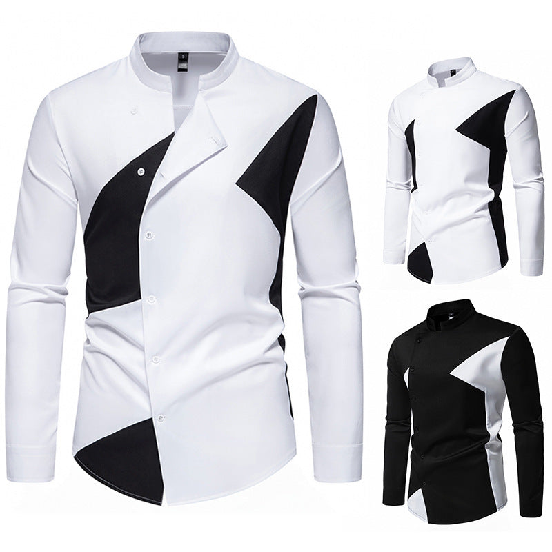 Herren modisches Designerhemd mit asymmetrischem Schnitt und innovativem Knopfdesign Eva Jonsson-Eva Jonsson