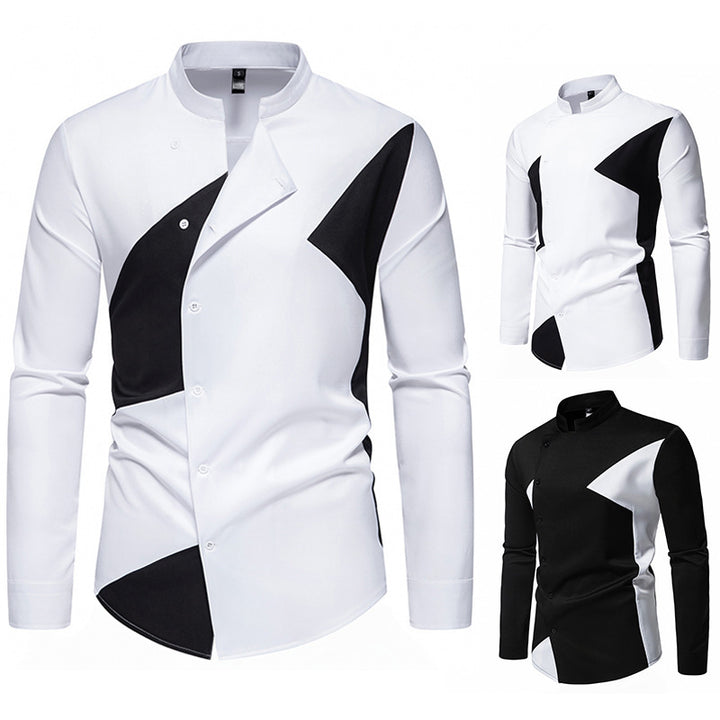 Herren modisches Designerhemd mit asymmetrischem Schnitt und innovativem Knopfdesign Eva Jonsson-Eva Jonsson