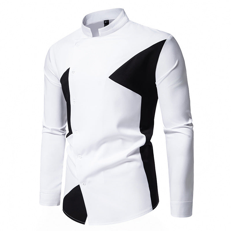 Herren modisches Designerhemd mit asymmetrischem Schnitt und innovativem Knopfdesign Mirla-Eva Jonsson