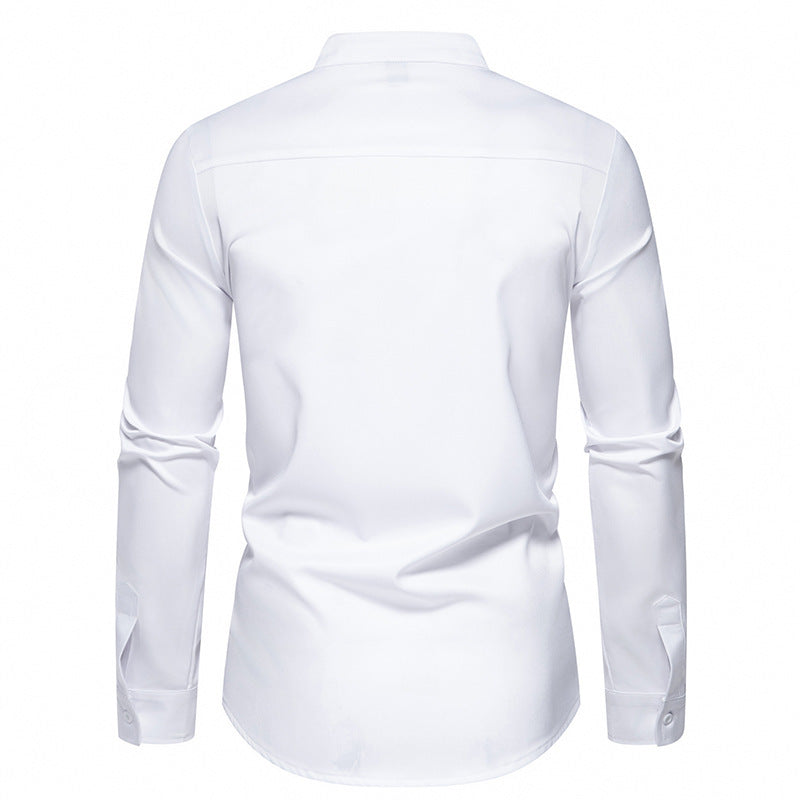 Herren modisches Designerhemd mit asymmetrischem Schnitt und innovativem Knopfdesign Mirla-Eva Jonsson