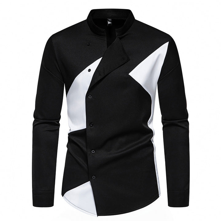 Herren modisches Designerhemd mit asymmetrischem Schnitt und innovativem Knopfdesign Mirla-Eva Jonsson
